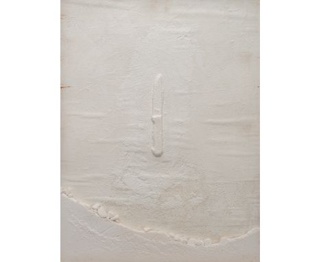Dossi, UgoMünchen, 194394 x 70 x 2,5 cm, R.Salzmesser, 1980. Mischtechnik mit Salz auf Karton. In Farbstift rückseitig signie