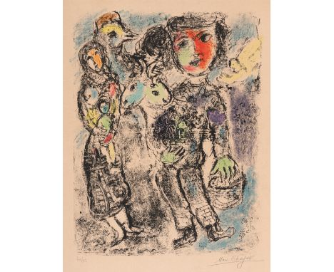 Chagall, MarcWitebsk, 1889 - Saint-Paul-de-Vence, 1985Blattgröße: 77 x 60 cm; 65,5 x 50 cm, o. R."Couple de paysans", 1967. F