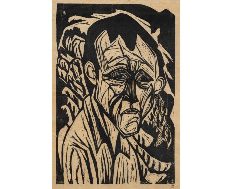 Scherer, HermannRümmingen/Baden, 1893 - Basel, 192760 x 39 cm, R.Selbstbildnis. Holzschnitt auf Papier. Unten rechts Nachlass