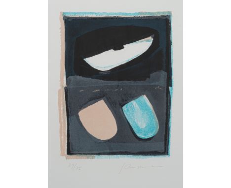 Meistermann, GeorgSolingen, 1911 - Karlsruhe, 199034 x 25 cm, R.Schwebend, 1979. Farblithografie auf Bütten. In Bleistift unt