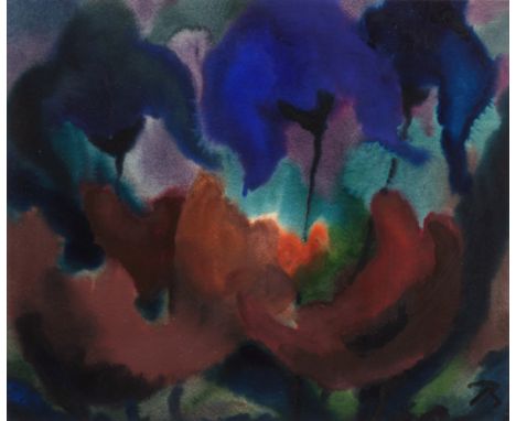 Beck, HerbertLeipzig, 1920 - Tegernsee, 201048 x 56 cm, R."Blüten blau-violett". Aquarell auf Papier. In Aquarell unten recht