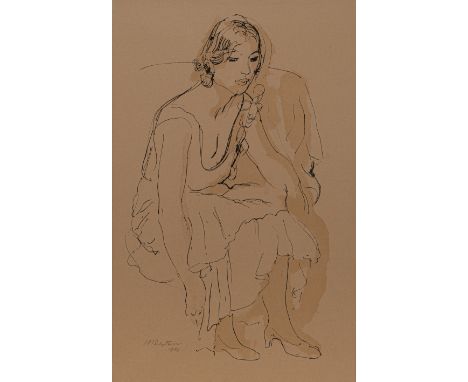 Pechstein, MaxZwickau, 1881 - Berlin, 195549,5 x 30 cm"Wartende", 1946. Farblithografie auf Papier. In Bleistift unten links 