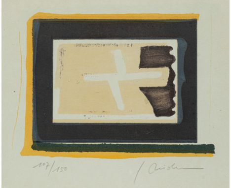 Meistermann, GeorgSolingen, 1911 - Karlsruhe, 199015 x 21 cm, R.Schwebendes Weiß. Farblithografie auf Bütten. In Bleistift un