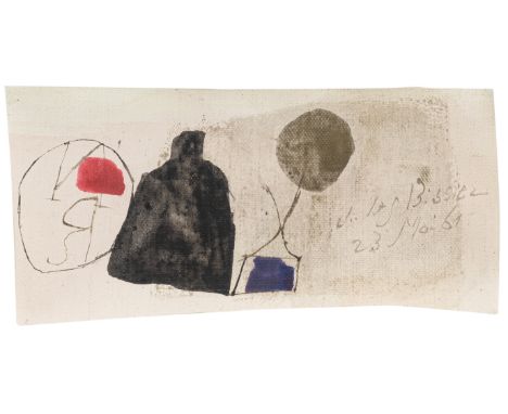 Bissier, JuliusFreiburg, 1893 - Ascona, 19659,8 x 20 cm, R.Ohne Titel, 1961. Eitempera auf Leinwand. In Tempera rechts signie