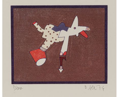 Alt, OtmarWernigerode, geboren 194054 x 42 cm, R.Die Vögel, 1971. Farbserigraphie auf Papier. In weißem Stift unten rechts si