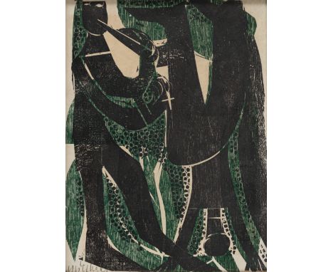 Grieshaber, HAPRot an der Rot, 1909 - Reutlingen, 1981Je 21 x 15,5 cm, R.2 Bl.: "Sonnenuntergang", 1962; "Gaukler", 1962. Far