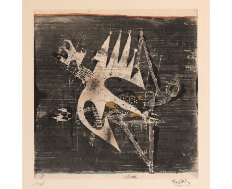 Friedlaender, JohnnyPless, 1912 - Paris, 1992Blattgröße: 43 x 38 cm, o. R.4 Bl.: Ohne Titel. Farbradierung auf Bütten. Alle i
