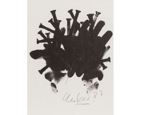 Uecker, GüntherWendorf/Mecklenburg, 193027 x 19,5 cm, R.Nagelbild, 1987. Offset auf Bütten. In Bleistift unten rechts signier