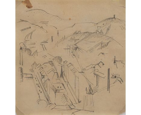 Schlemmer, OskarStuttgart, 1888 - Baden-Baden, 194322,1 x 20,9 cm, R."Stuttgarter Landschaft (Hasenberg)", 1912. Bleistift au
