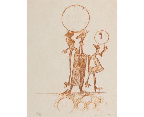Ernst, MaxBrühl, 1891 - Paris 1976Blattgröße: 32,5 x 25 cm, o. R.2 Bl.: Ohne Titel, 1970. Farblithografien auf Japanpapier au