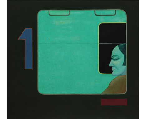 Genkinger, FritzTübingen, 1934 - Münsingen, 201770 x 78 cm, R."Eisenbahnfenster"; 1970. Acryl auf Leinwand. In Faserstift rüc