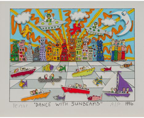 Rizzi, JamesNew York, 1950 - 201114 x 17 cm R."Dance with sunbeams", 1996. 3D-Farbserigraphie auf leichtem Karton. In Bleisti