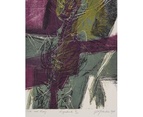 Fabritius, GertBukarest, geboren 1940Mappengröße: 77 x 57 x 1,5 cm"Totentanz", 1988. Folge von 14 Farbholzschnitten auf Bütte