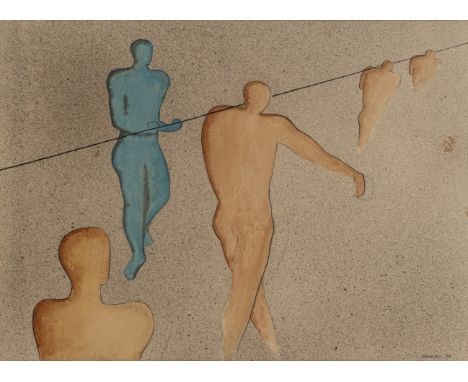 Kiemlen, Roland1914 - 200731 x 43 cm, R."Zwang", 1932. Aquarell und Tusche auf Papier. In Bleistift unten rechts signiert und