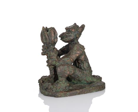 Immendorff, JörgBleckede bei Lüneburg, 1945 - Düsseldorf, 200737 x 14 x 37,5 cm"Alter Ego", 1995. Zweiteilige Bronzeskulptur,