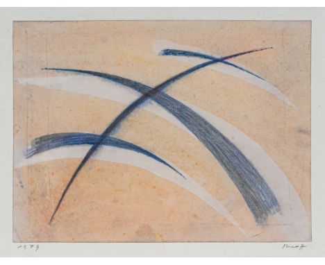 Ruoff, FritzNürtingen, 1906 - 198816 x 21 cm, R.Ohne Titel, 1979. Farbstift auf Papier, auf Papier aufgelegt. In Bleistift un