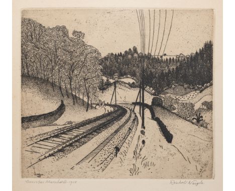 Nägele, ReinholdMurrhardt 1884 - Stuttgart 197220,3 x 22 cm, R."Kurve bei Murrhardt", 1913. Radierung auf Bütten. In Bleistif
