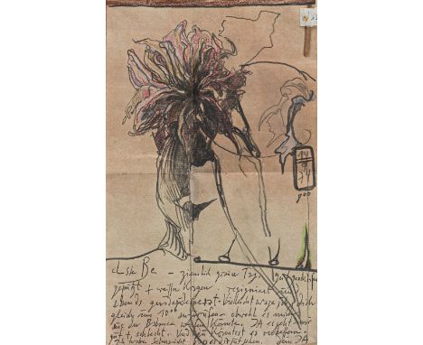 Janssen, HorstHamburg, 1929 - 199525,5 x 16 cm, R."Liebste Be", 1974. Bleistift, Farbstift und Collage auf Papier. In Bleisti