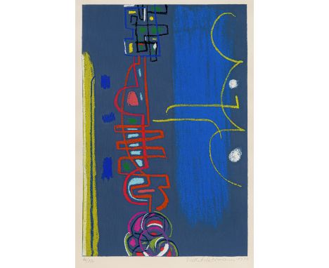 Ackermann, MaxBerlin, 1887 - Unterlengenhardt, 197556,6 x 36,8 cm, R."Kleines Fanfarenbild - Komplementäre Rhythmen", 1974. F