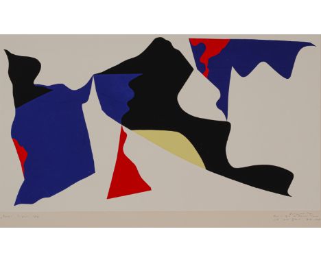 Ris, Günter FerdinandLeverkusen, 1928 - Darmstadt, 2005Blattgröße: 61 x 85 cm; 37 x 67 cm, o. R.Ohne Titel, 1951. Farbserigra