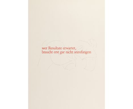 Walther, Franz ErhardFulda, 193986 x 61 cm, o. R."Wer Resultate erwartet, braucht erst gar nicht anzufangen", 1987. Bleistift