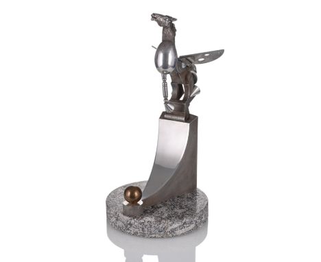 Goertz, JürgenAlbrechtshagen/Czeluscin, geboren 1939H. 42/46 cmPegasus, 2001. Metallskulptur auf Steinsockel. Im Guss rücksei