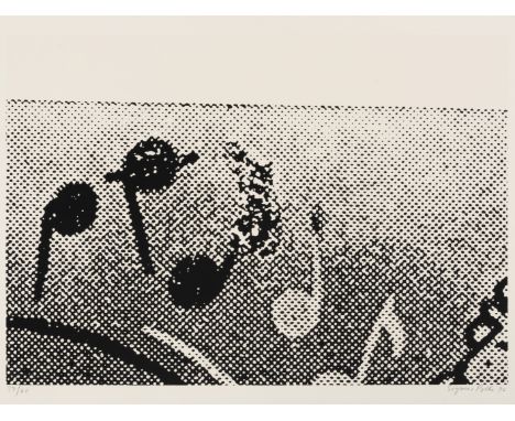 Polke, SigmarOels/Niederschlesien, 1941 - Köln, 2010Blattgröße: 50 x 70 cm; 35 x 62 cm, o. R."Hopp", 1996. Serigraphie auf le