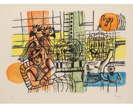 Léger, FernandArgentan, 1881 - Gig-sur-Yette, 1955Blattgröße: 51 x 66 cm; 41 x 59 cm, R.Le marchand d'oiseaux. Farblithografi