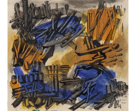 Rogister, Marie-Louise vonSarrebourg, 1899 - Bötersheim, 199118 x 20 cm, R.Ohne Titel, 1961. Mischtechnik auf Papier. In Blei