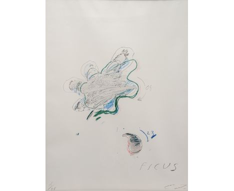 Twombly, CyLexington/V., 1928 - Rom, 2011Blattgröße: 76 x 56 cm, R."Ficus carica", 1975/1976. Farblithografie Granolithografi
