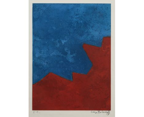 Poliakoff, SergeMoskau, 1900 - Paris, 1969Blattgröße: 75 x 55 cm; 60,5 x 43,5 cm, R."Komposition in Rot und Blau", 1967. Farb