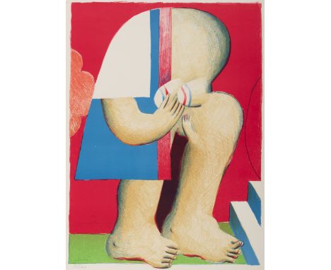 Antes, HorstHeppenheim, 1936Blattgröße: 56 x 42 cm, o. R."Maskierte Figur mit Treppe", 1965. Farboffsetlithografie auf Offset