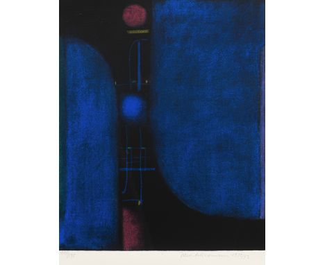Ackermann, MaxBerlin, 1887 - Unterlengenhardt, 197546,1 x 37,8 cm, R."Mikrophonie I 1971/73", 1973. Farbserigraphie auf Bütte