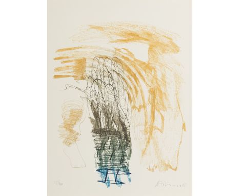 Hoehme, GerhardGreppin bei Dessau, 1920 - Neuss, 1989Blattgröße: 64,5 x 49 cm, o. R.Ohne Titel, 1985. Farbradierung und Farbl
