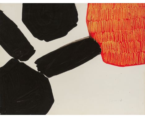 Pfahler, Georg KarlEmetzheim/Bayern, 1926 - 200250 x 65 cm, R.Ohne Titel, 1962. Mischtechnik auf Papier. In Tinte unten recht