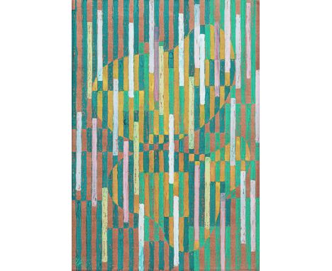 Fleischmann, AdolfEsslingen, 1892 - Stuttgart, 196843 x 30 cm, R.Komposition in Grün, Gelb und Rosa, 1959. Gouache auf beigem