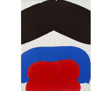 Pfahler, Georg KarlEmetzheim/Bayern, 1926 - 200264,5 x 48,5 cm, R.Schwarz - blau - rote Komposition, 1961. Tempera auf festem