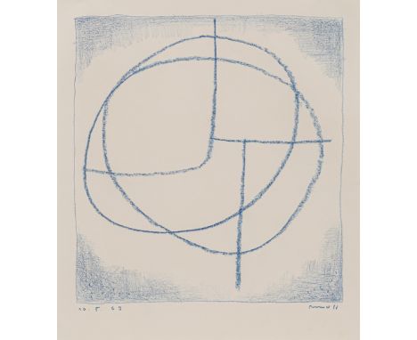 Ruoff, FritzNürtingen, 1906 - 198824 x 21 cm, R.Ohne Titel, 1963. Farbstift auf Papier. In Farbstift unten rechts signiert un