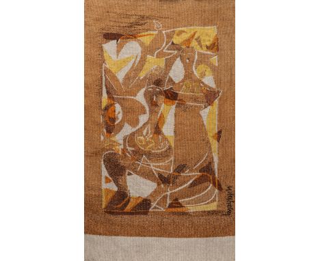 Grieshaber, HAPRot an der Rot, 1909 - Reutlingen, 1981115 x 66,5 cm, R."Herbst", 1960er Jahre. Webteppich nach einen Holzschn