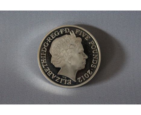 A ROYAL MINT 'LONDON 2012 OLYMPIC' SILVER PROOF PIEDFORT £5 COIN, with COA/Booklet, in original presentation case and sleeve