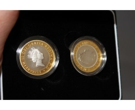 A ROYAL MINT 1997 - 1998 UNITED KINGDOM SILVER PROOF £2 TWO COIN SET, with COA/Booklet, in original presentation case