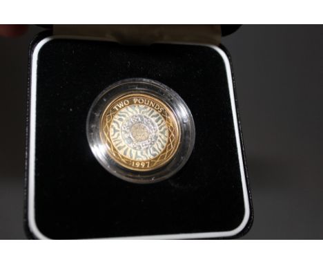 A ROYAL MINT 1997 SILVER PROOF PIEDFORT £2 COIN, with COA/Booklet, in original presentation case