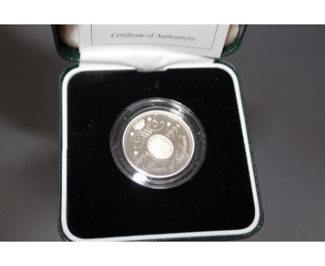 A ROYAL MINT 1994 SILVER PROOF PIEDFORT £2 COIN 'COMMEMORATING THE TERCENTENARY OF THE BANK OF ENGLAND', with COA/Booklet,  i