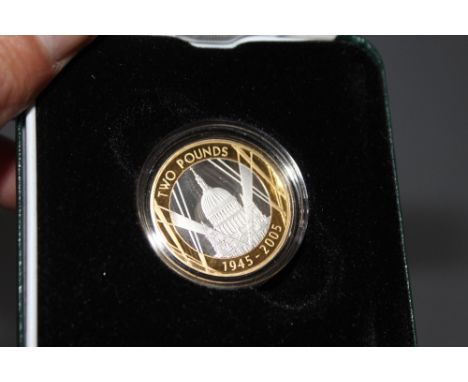 A ROYAL MINT 'THE END OF WORLD WAR II 1945 - 2005 60TH ANNIVERSARY' SILVER PROOF £2 COIN, with COA/Booklet, in original prese