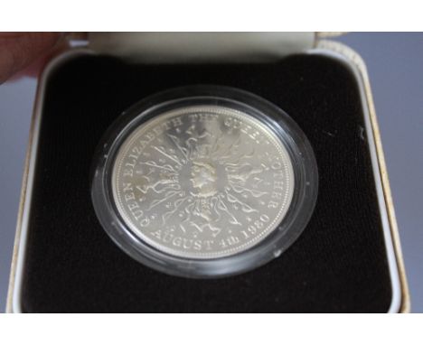 A ROYAL MINT 'HER MAJESTY QUEEN ELIZABETH - THE QUEEN MOTHER 80TH BIRTHDAY' SILVER PROOF CROWN, with COA/Booklet, in original