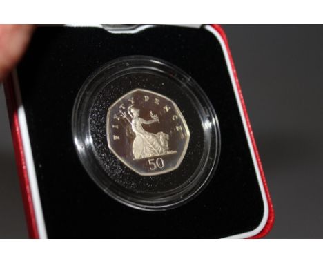 A ROYAL MINT 1997 UNITED KINGDOM SILVER PROOF PIEDFORT 50 PENCE COIN, with COA/Booklet, in original presentation case