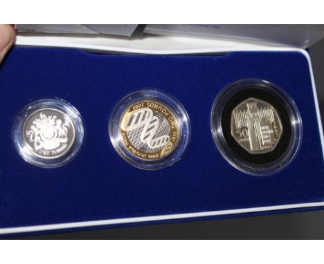 A ROYAL MINT 2003 SILVER PROOF PIEDFORT THREE COIN COLLECTION, comprising £2, £1 and 50 pence coin, with COA/Booklet, in orig