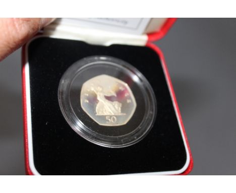 A ROYAL MINT 1997 UNITED KINGDOM SILVER PROOF PIEDFORT 50 PENCE COIN, with COA/Booklet, in original presentation case