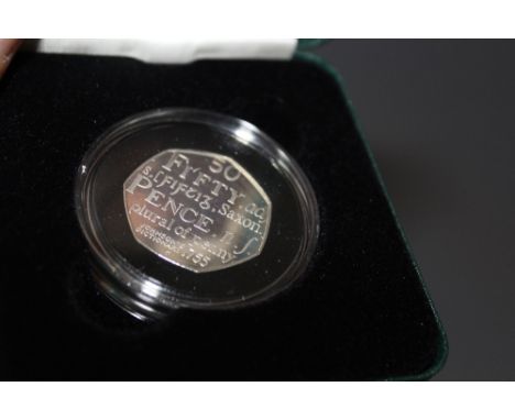 A ROYAL MINT CELEBRATING THE '250TH ANNIVERSARY OF SAMUEL JOHNSONS DICTIONARY' SILVER PROOF PIEDFORT 50 PENCE COIN, with COA/