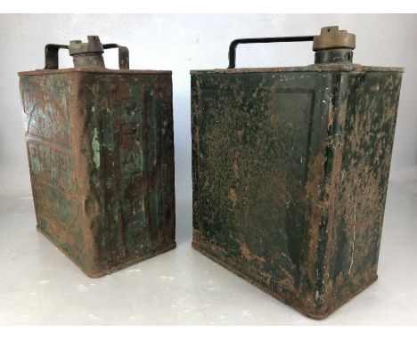 Vintage Pratts green metal petrol can and a further unmarked vintage petrol can